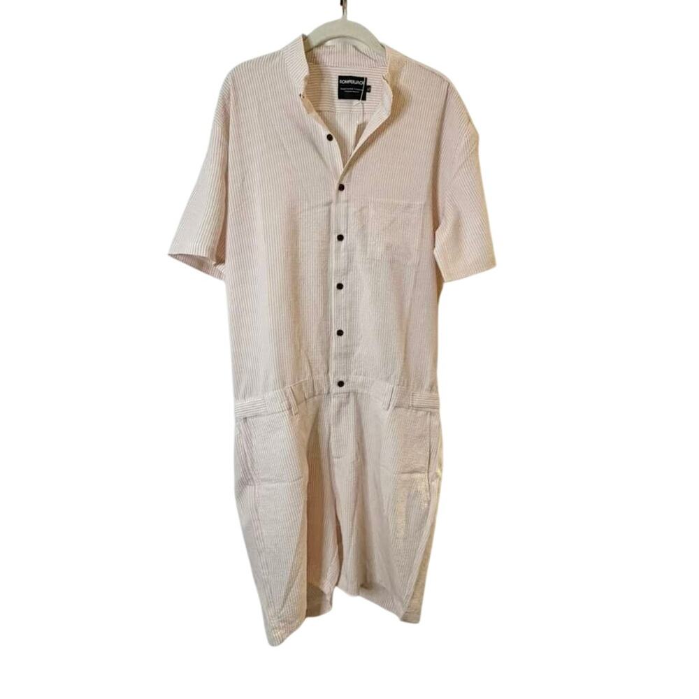 NWT ROMPERJACK Romper One-Piece - Men’s Extra Large in Pinstriped Pink